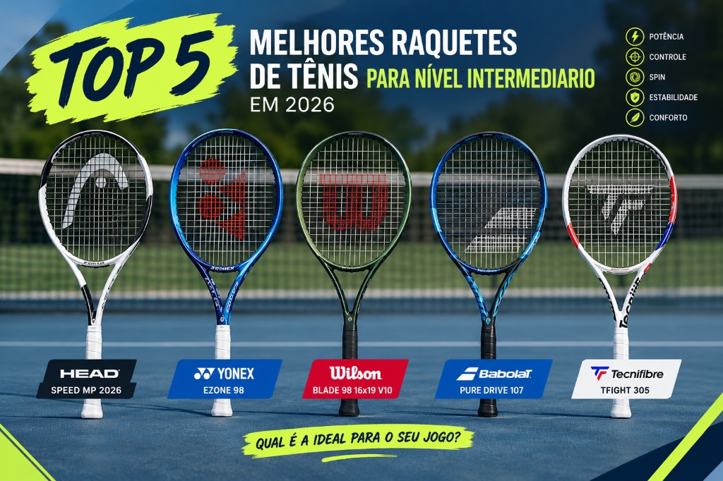 Top 5 Melhores Raquetes de Tênis para Nível Intermediário em 2026: Head, Yonex, Wilson, Babolat e Tecnifibre