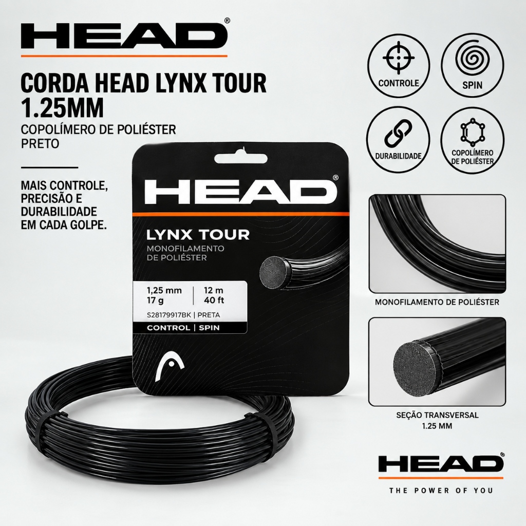 Corda Head Lynx Tour 1.25mm Copolímero de poliéster Preto