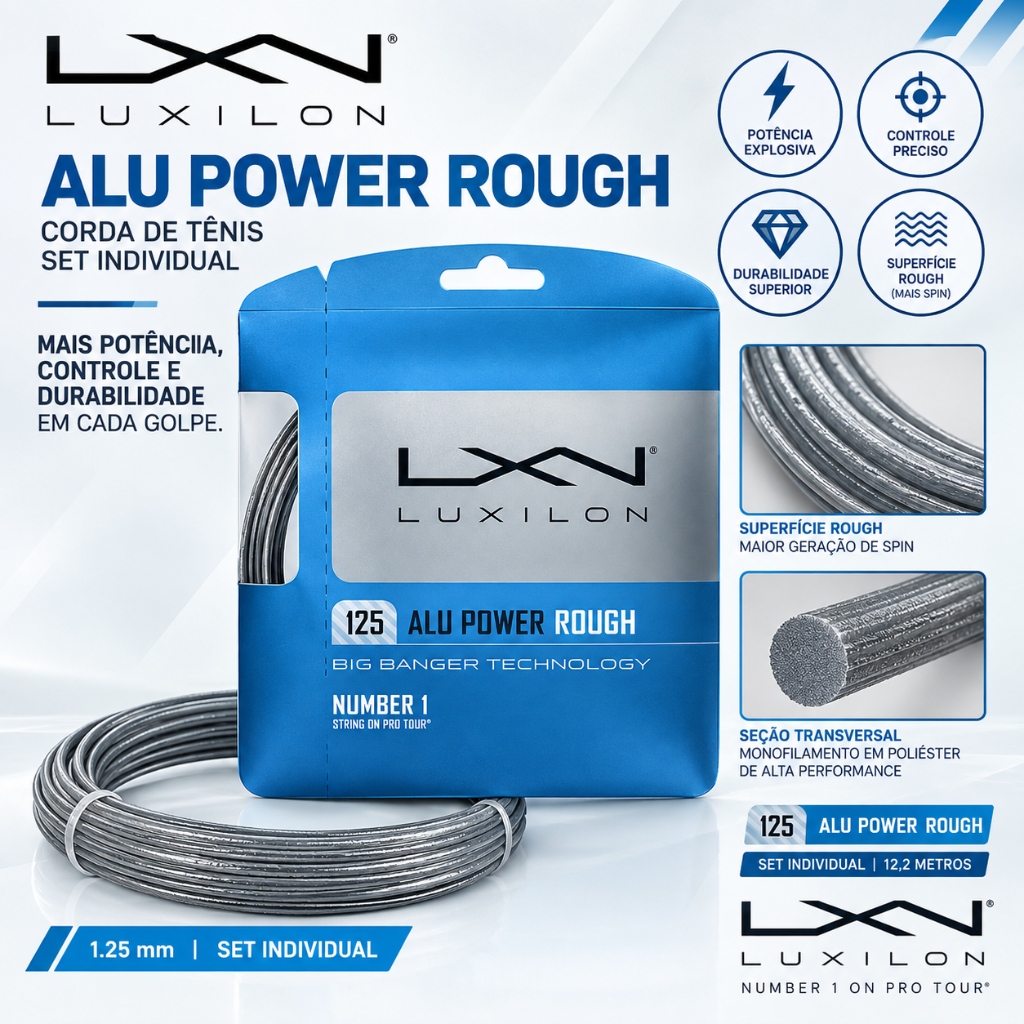 Corda Luxilon Alu Power Rough 1.25mm Set Indiv Prata
