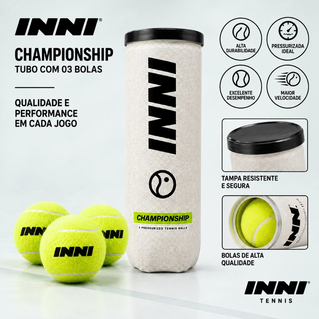 Bola De Tênis Inni Championship Tubo Com 03 Bolas