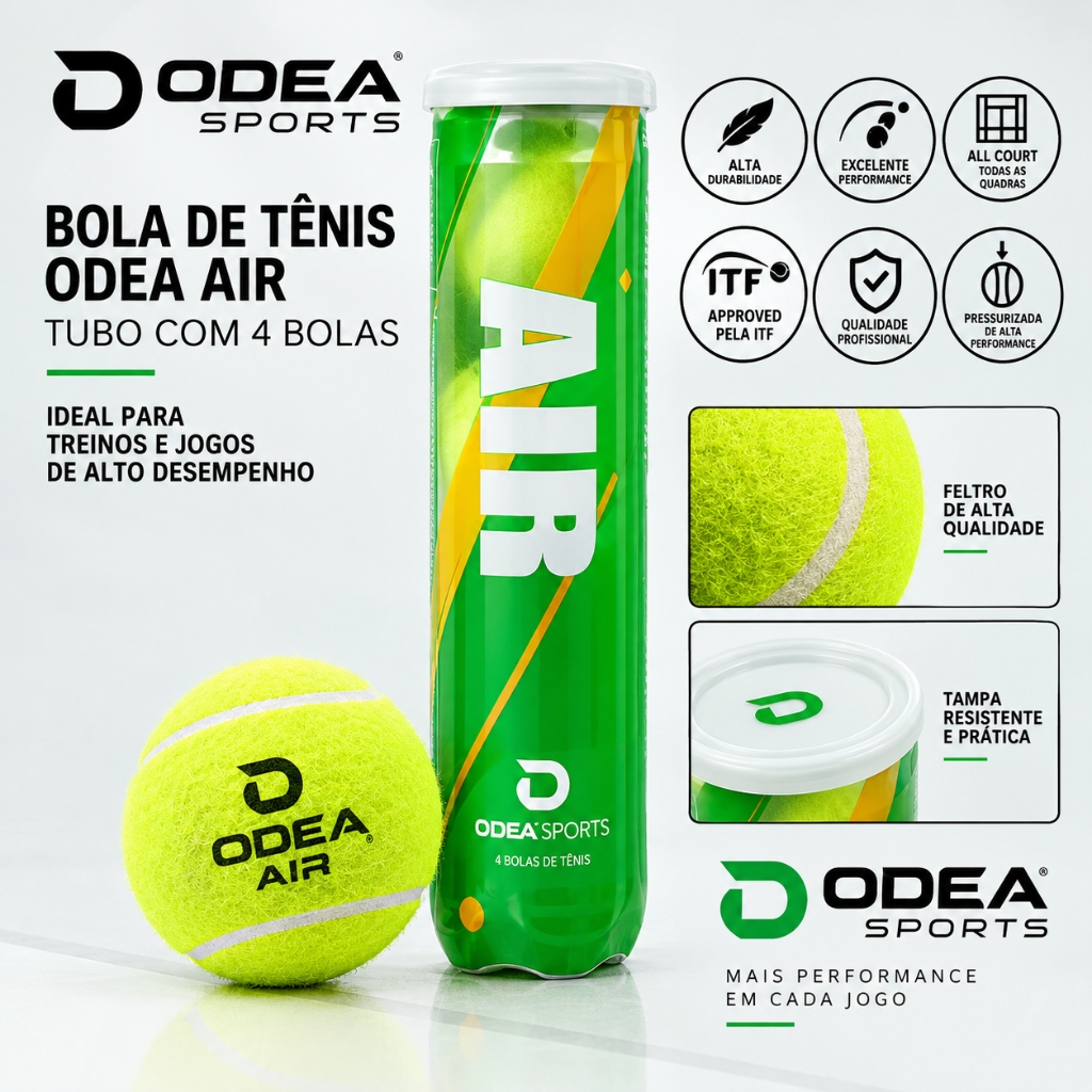 Bola De Tênis Odea Air - Tubo Com 4 Bolas