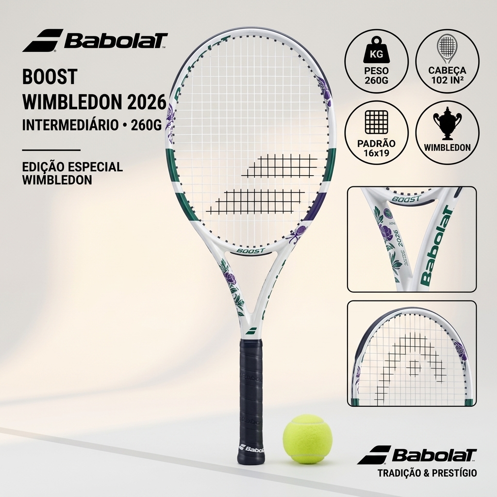 Raquete De Tênis Babolat Boost Wimbledon 260g 2026