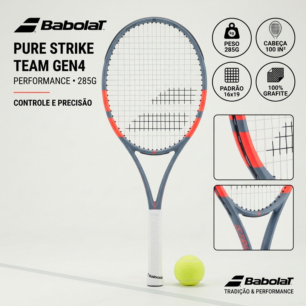 Raquete De Tênis Babolat Pure Strike Team Gen4 16x19 285g